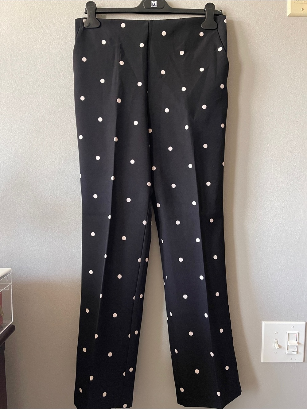 Black Polka Dot Straight-Leg Pants